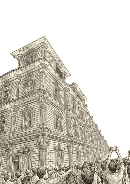 Illustrated campus building